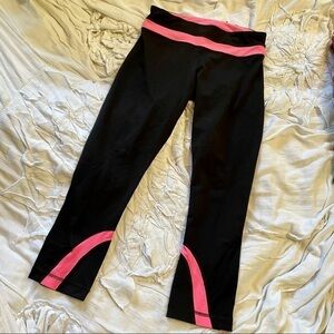 LULULEMON Inspire Crop Black And Pink Workout Leggings 6